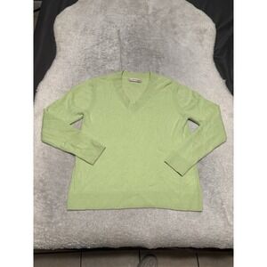 Gentle Herd Women's V Neck Green Cashmere‎ Sweater Size Medium